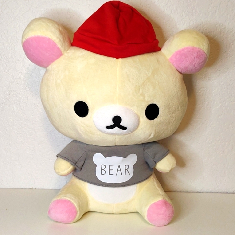 GS9056 Korilakkuma T-Shirt Plush Bear with Red Hat 14 IN